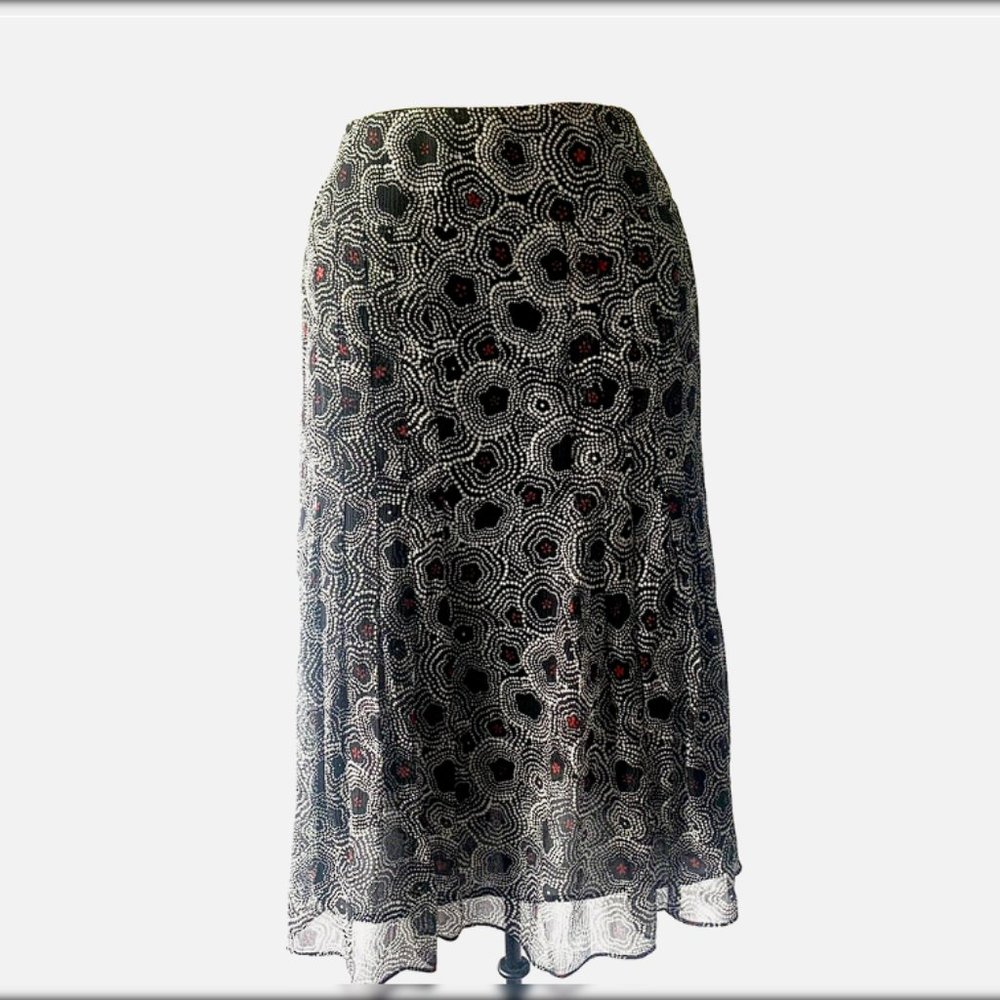 Anne Klein Black and White Midi Skirt